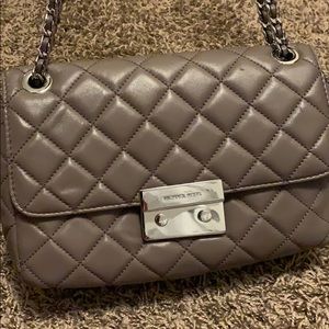 Michael Kors Quilted Gray Purse with Chain Strap